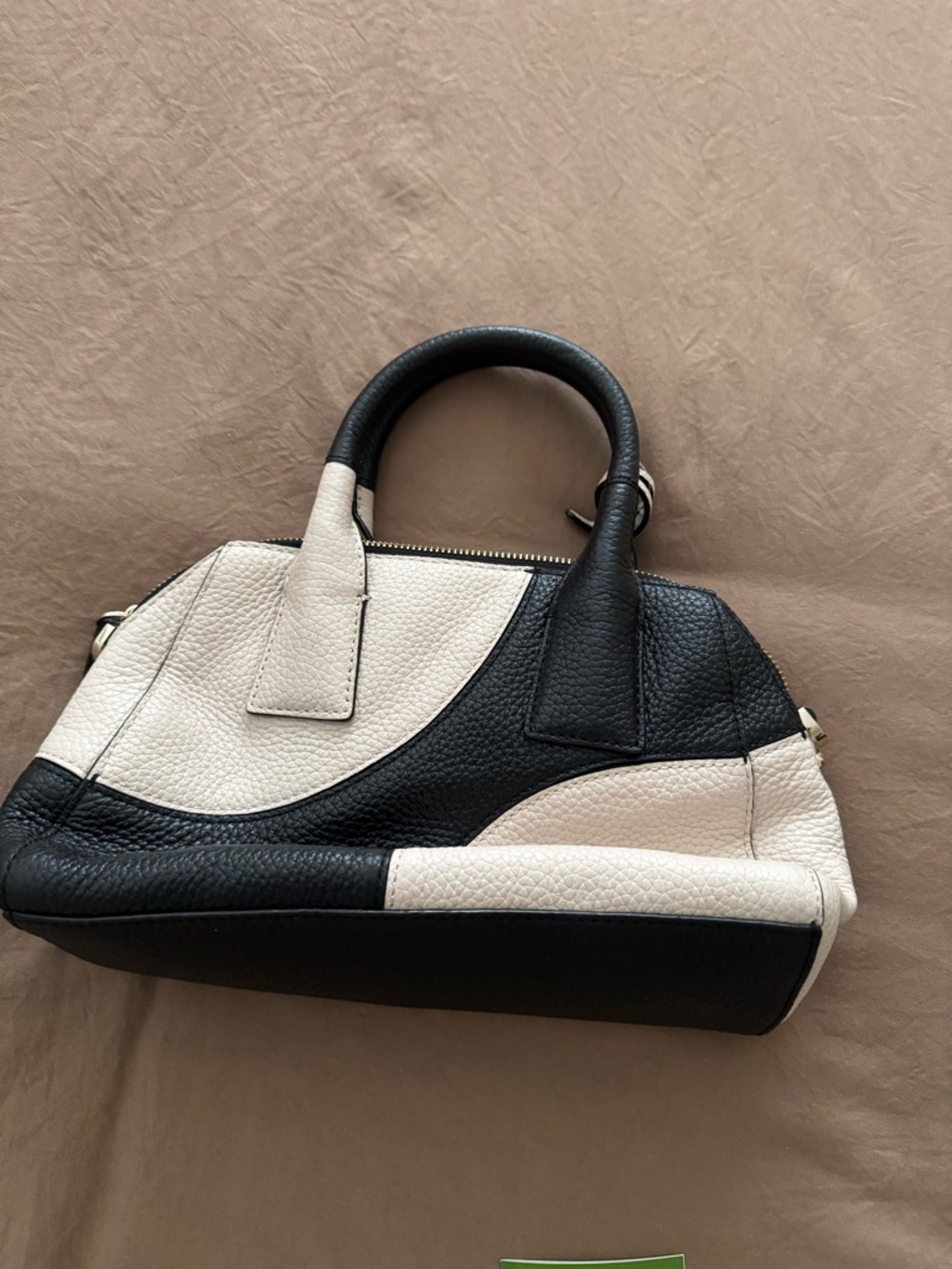 Kate Spade Black and Beige Leather Satchel - Picture 2 of 3